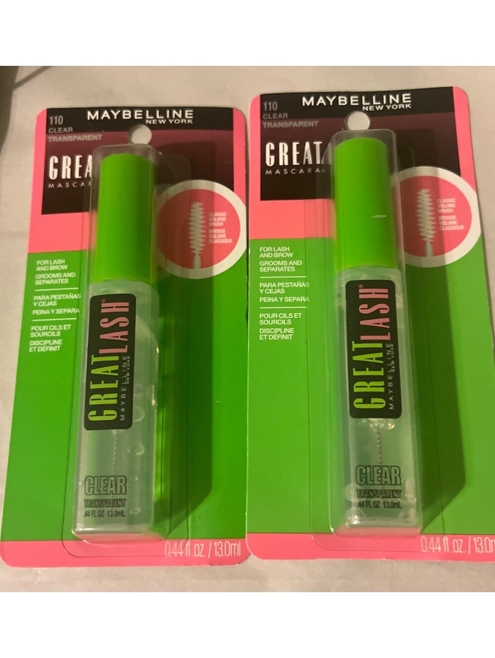 Maybelline Great Lash Clear 110 Transparent Mascara Eyelash Eyebrow Pack 2